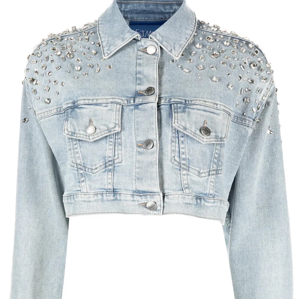 Simon Miller rhinestone detail denim jacket